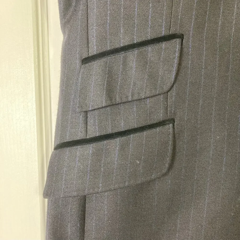 TED BAKER ENDURANCE Blazer Jacket Chest 42”inch Navy Pinstripe Wool Holes-photos